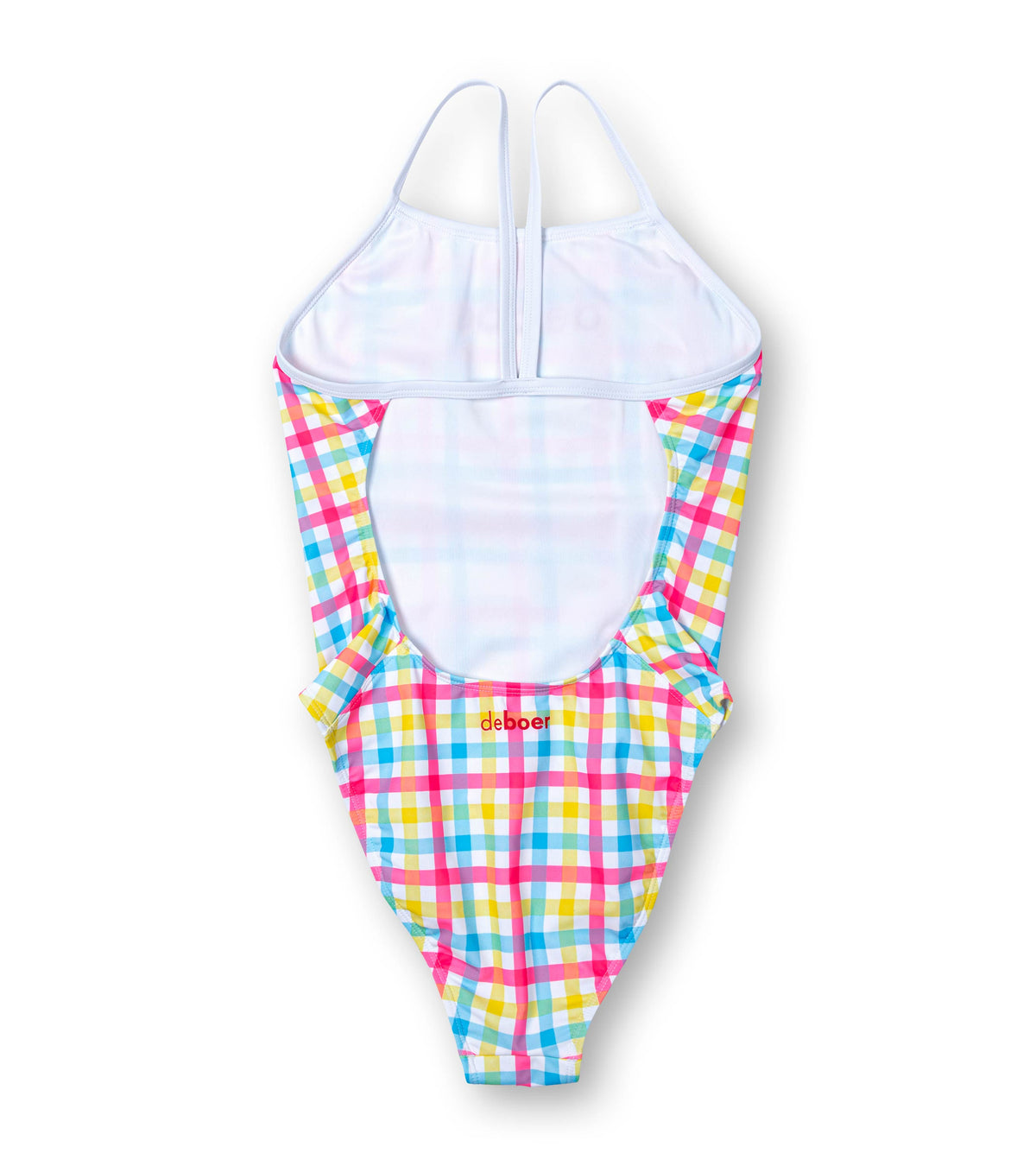 women's open back ripple buffalo check/pink - deboer swim