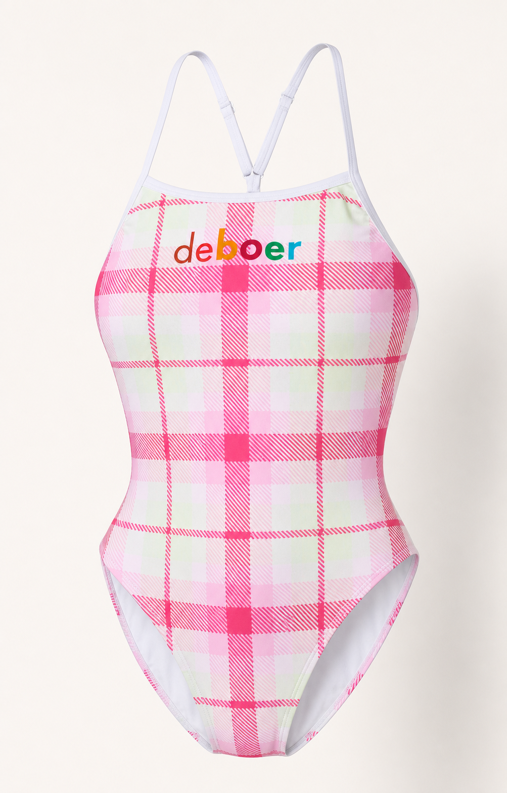 traje de baño activo con espalda a cuadros para mujeres/rosa