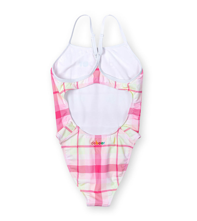 women's active back plaid swimsuit/pink - deboer swim