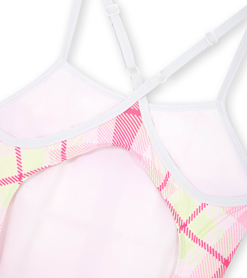 women's active back plaid swimsuit/pink - deboer swim