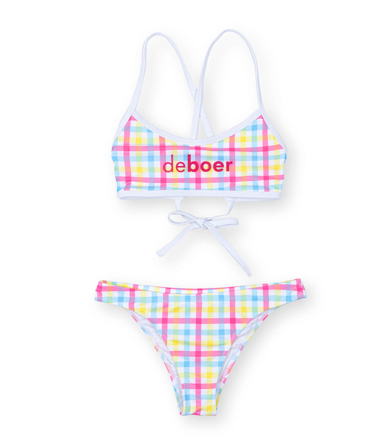 women's two piece ripple buffalo check/pink - deboer swim