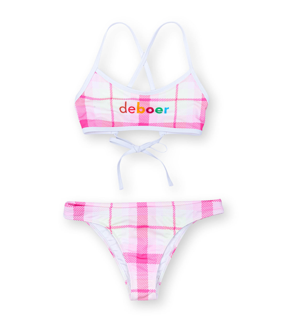 women's two piece ripple plaid/pink - deboer swim