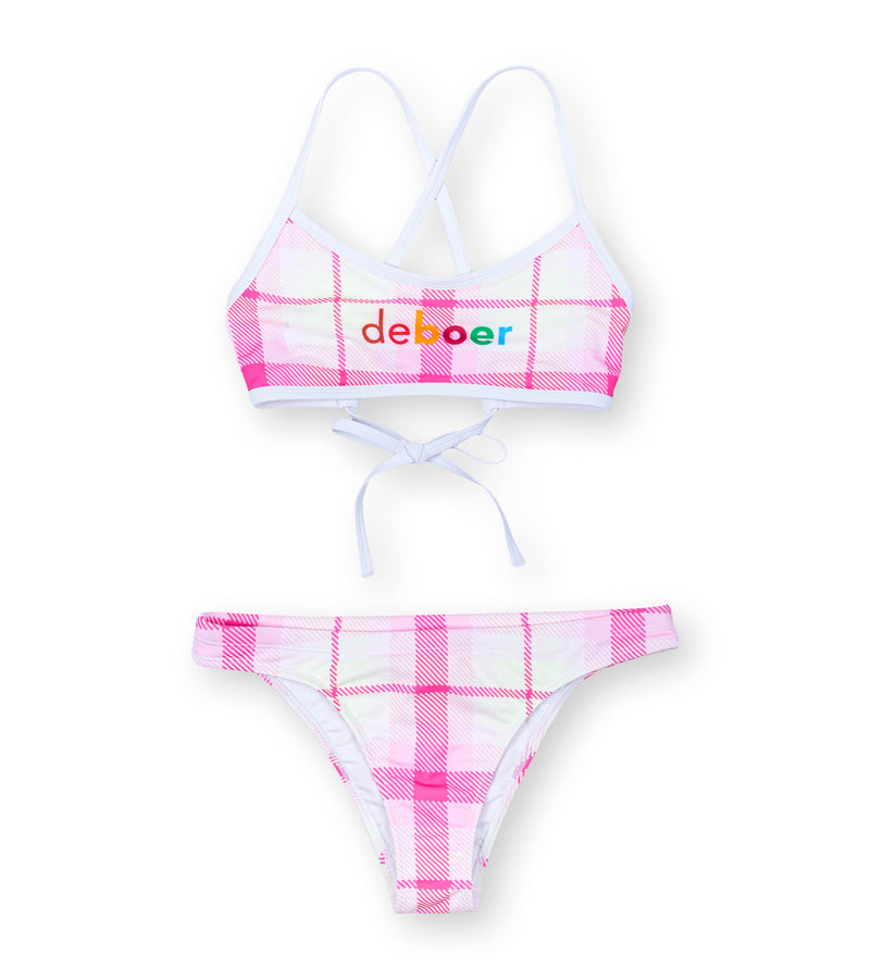 women's two piece ripple plaid/pink - deboer swim