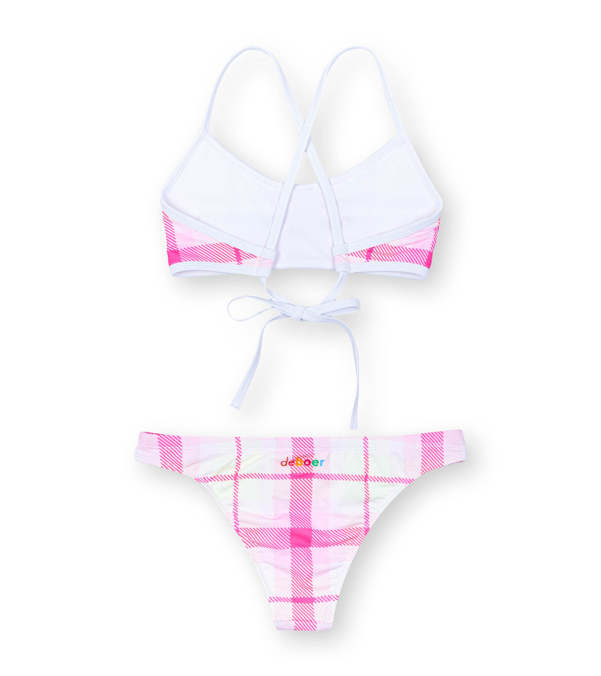 women's two piece ripple plaid/pink - deboer swim