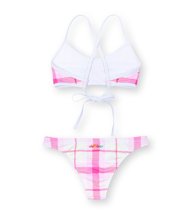 women's two piece ripple plaid/pink - deboer swim