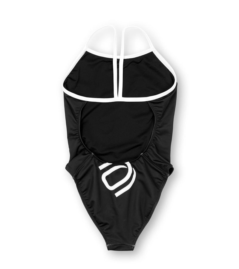 women's open back big logo/black - deboer swim
