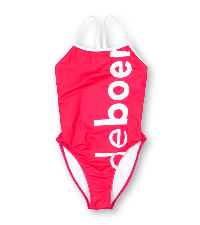 women's open back big logo/ruby - deboer swim