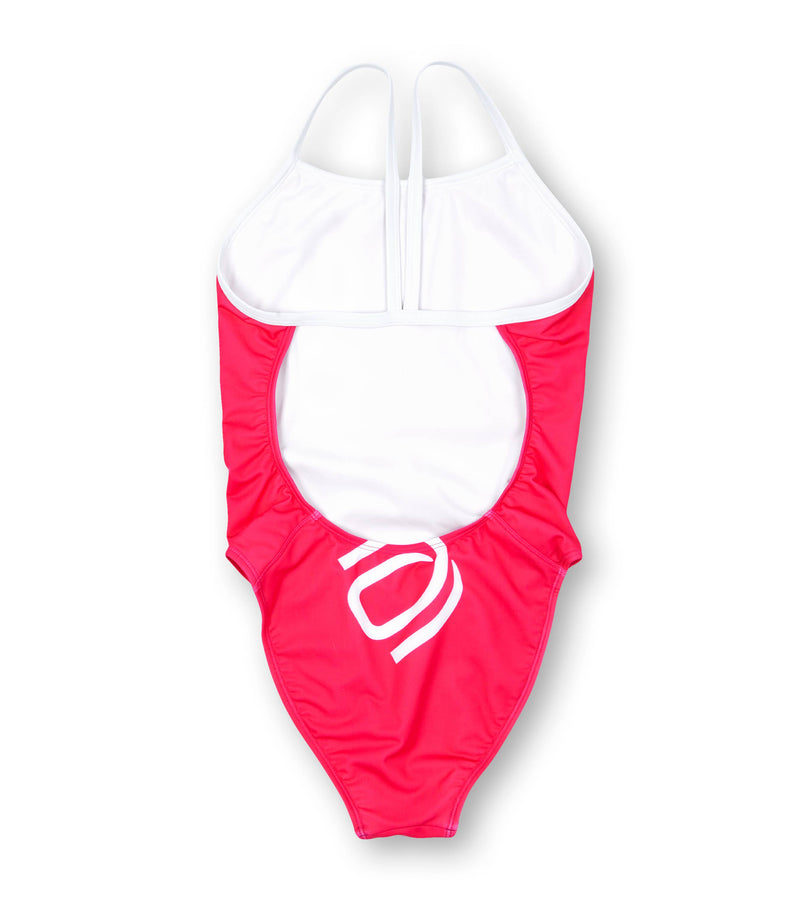 women's open back big logo/ruby - deboer swim