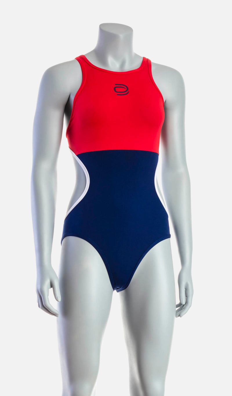 Women's Mid Swimsuit - Red & Navy - deboer wetsuits