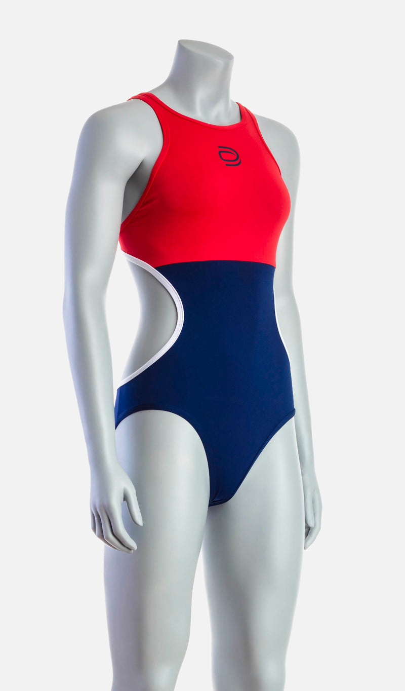 Women's Mid Swimsuit - Red & Navy - deboer wetsuits