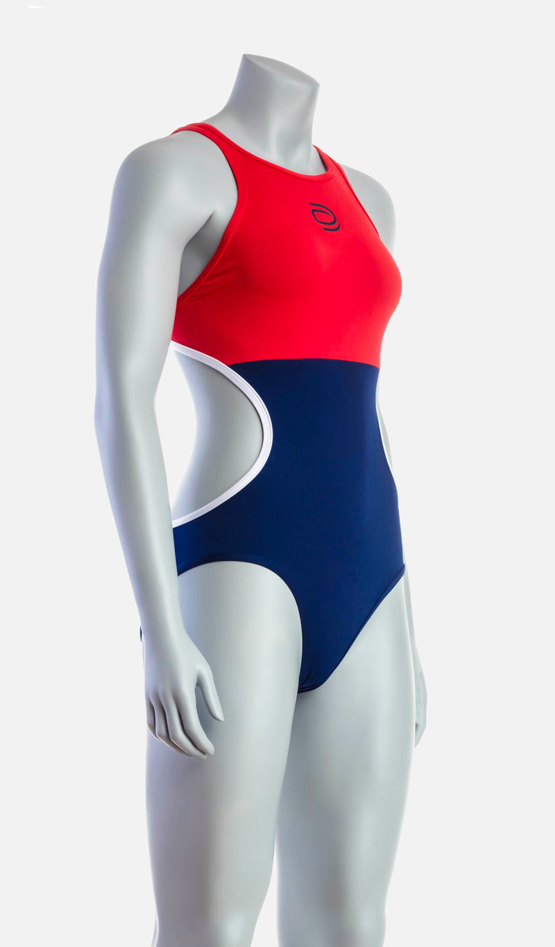 Women's Mid Swimsuit - Red & Navy - deboer wetsuits