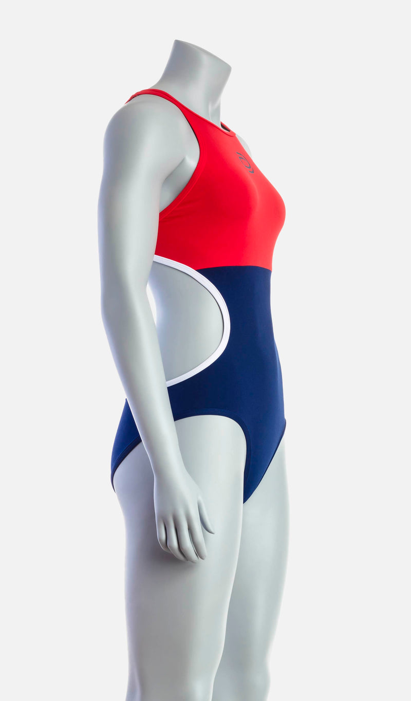 Women's Mid Swimsuit - Red & Navy - deboer wetsuits