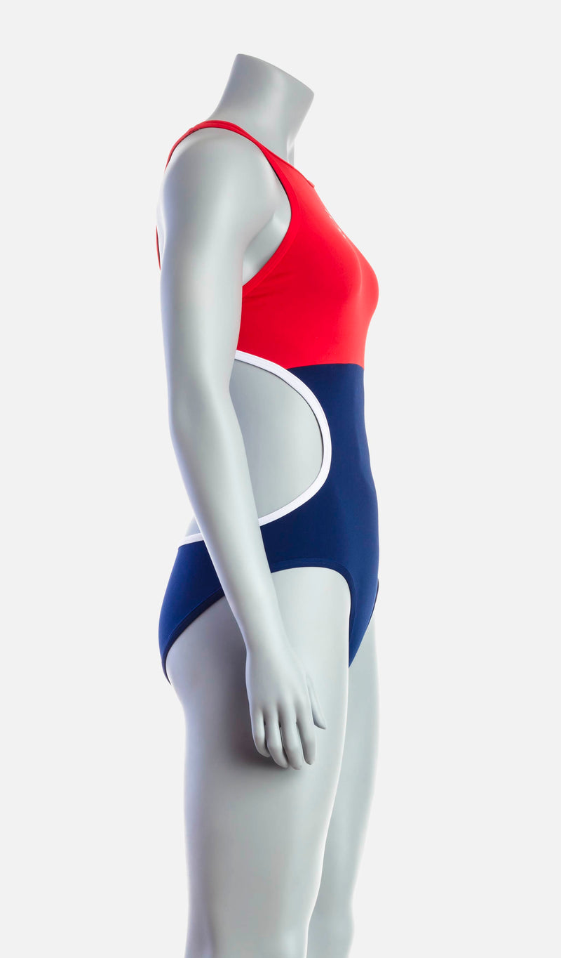 Women's Mid Swimsuit - Red & Navy - deboer wetsuits