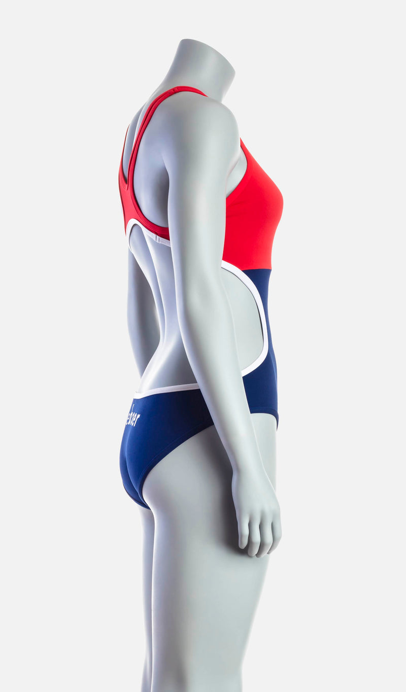 Women's Mid Swimsuit - Red & Navy - deboer wetsuits