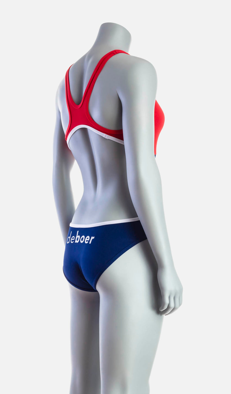 Women's Mid Swimsuit - Red & Navy - deboer wetsuits