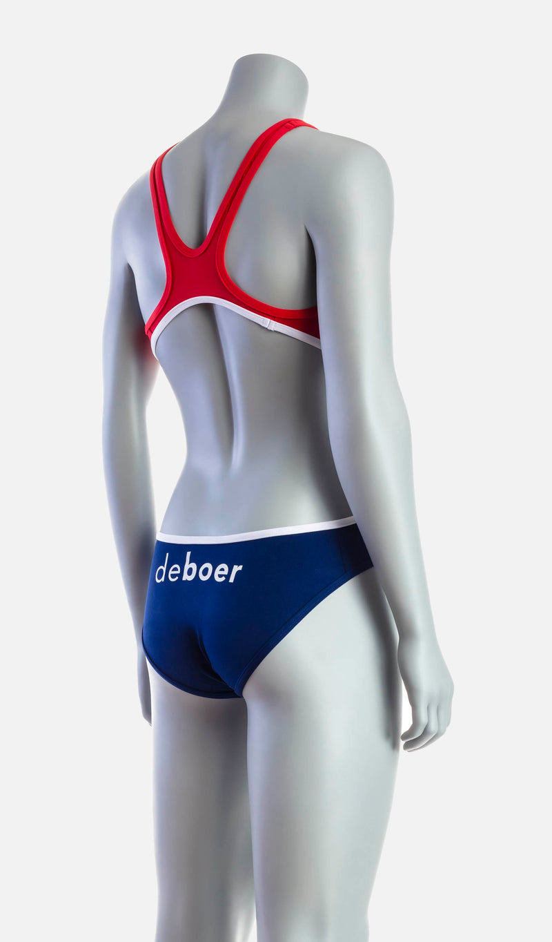 Women's Mid Swimsuit - Red & Navy - deboer wetsuits