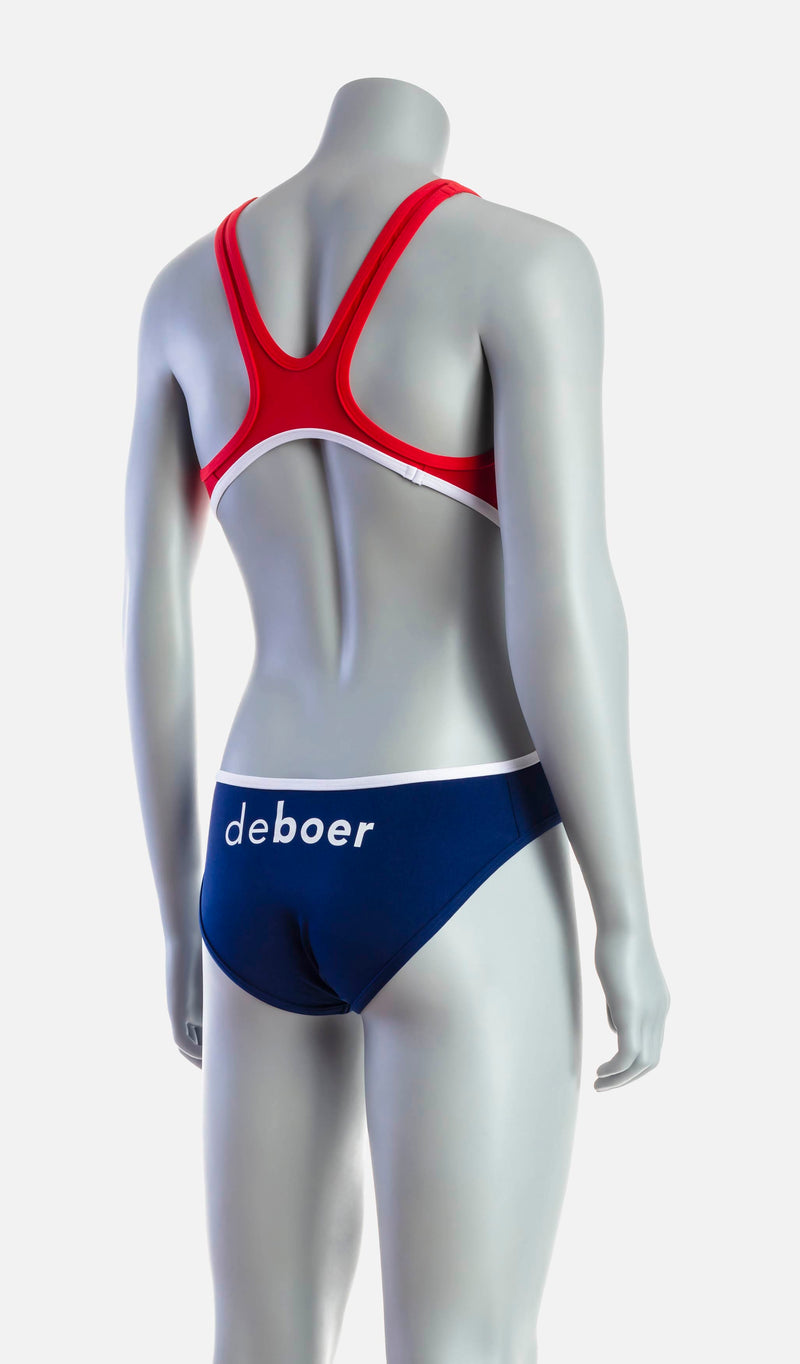 Women's Mid Swimsuit - Red & Navy - deboer wetsuits