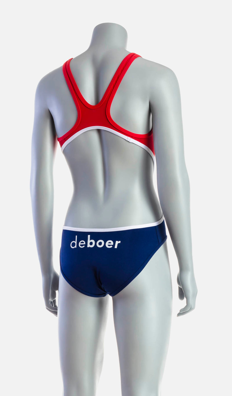 Women's Mid Swimsuit - Red & Navy - deboer wetsuits