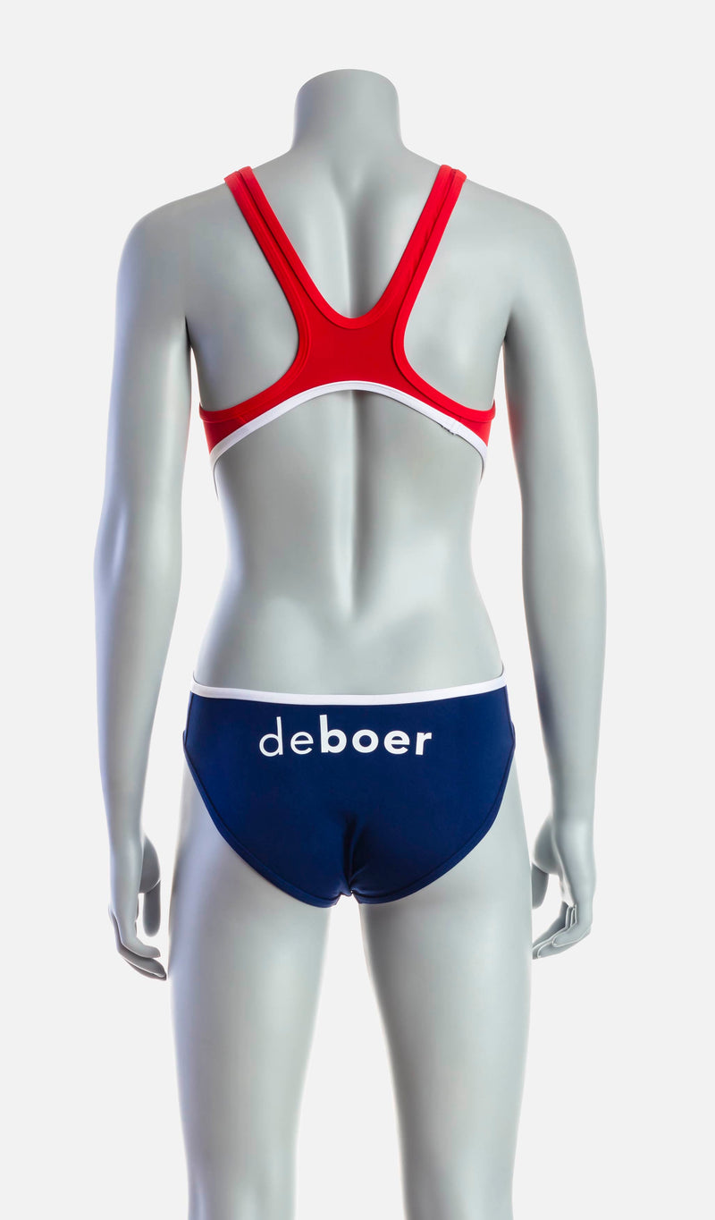 Women's Mid Swimsuit - Red & Navy - deboer wetsuits