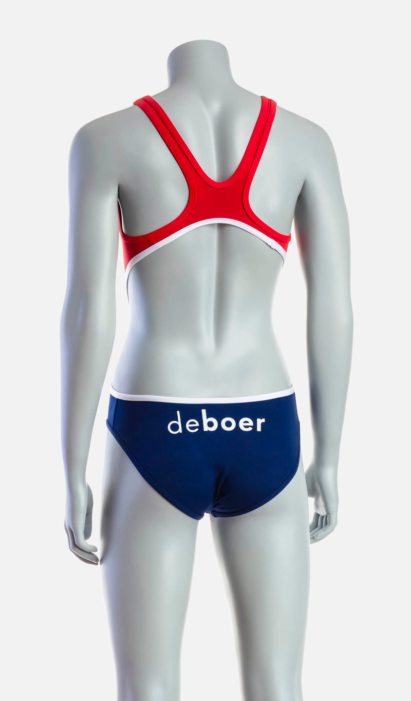 Women's Mid Swimsuit - Red & Navy - deboer wetsuits