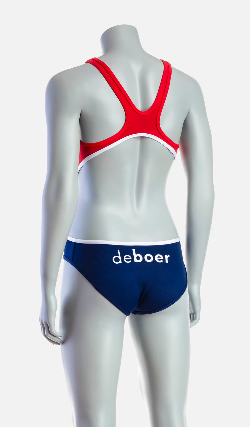 Women's Mid Swimsuit - Red & Navy - deboer wetsuits