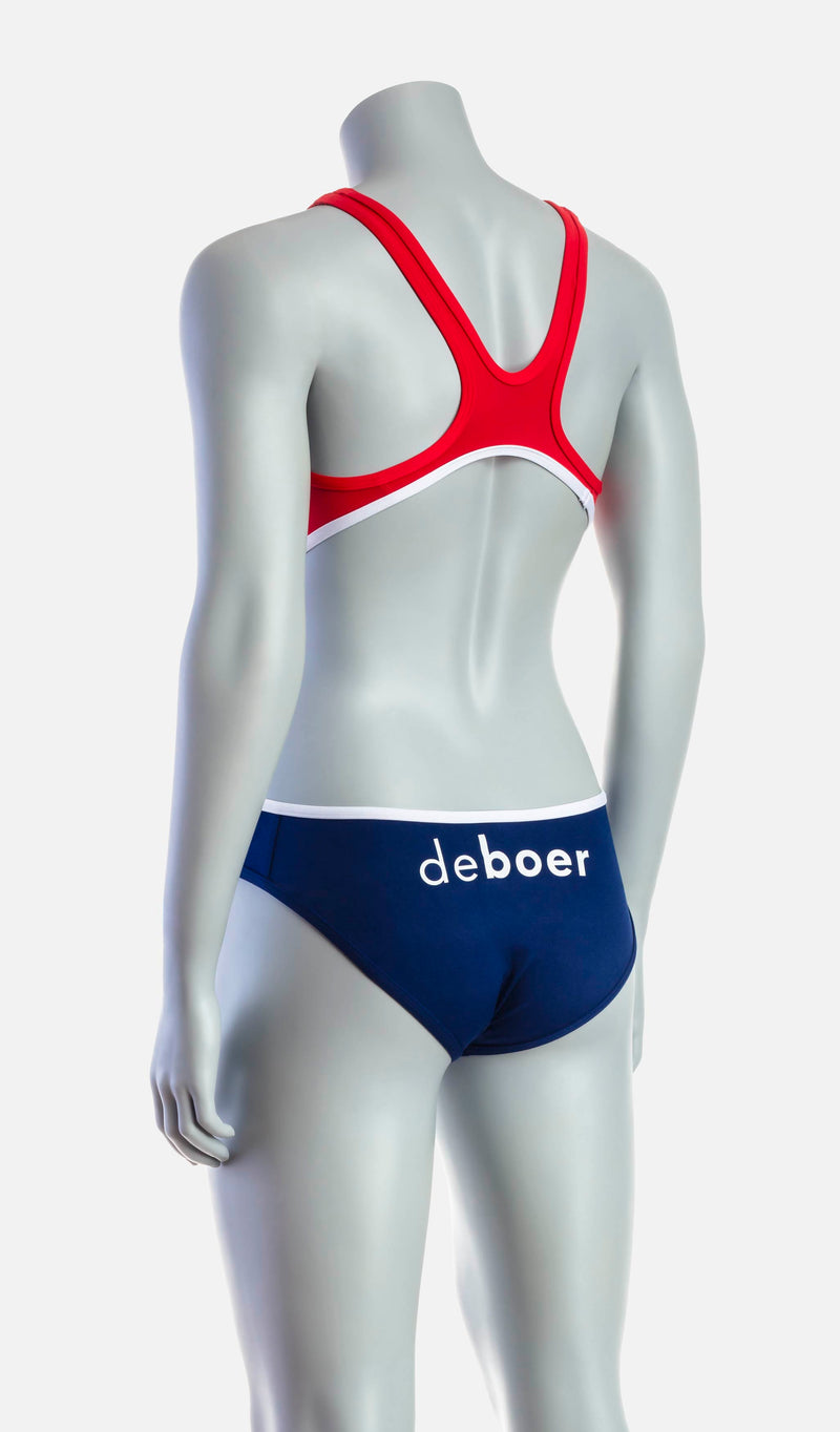 Women's Mid Swimsuit - Red & Navy - deboer wetsuits