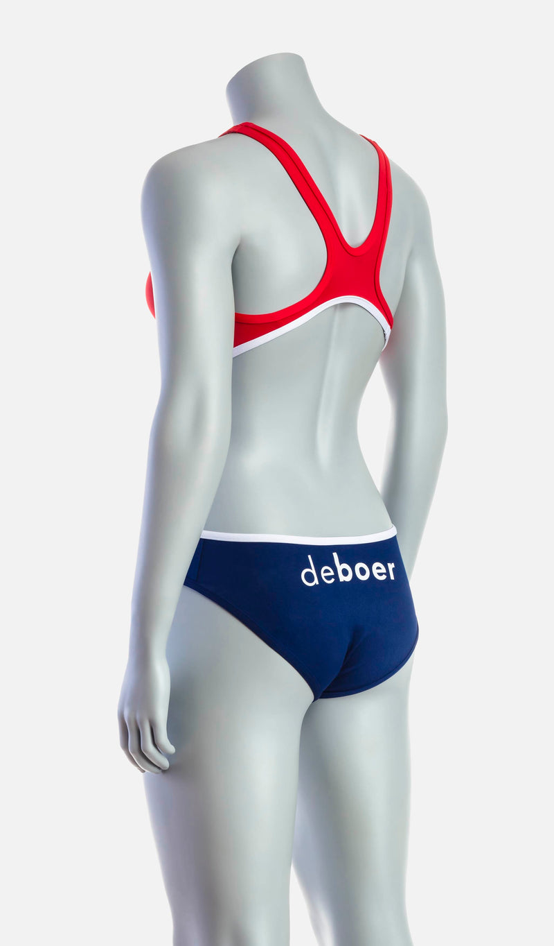 Women's Mid Swimsuit - Red & Navy - deboer wetsuits