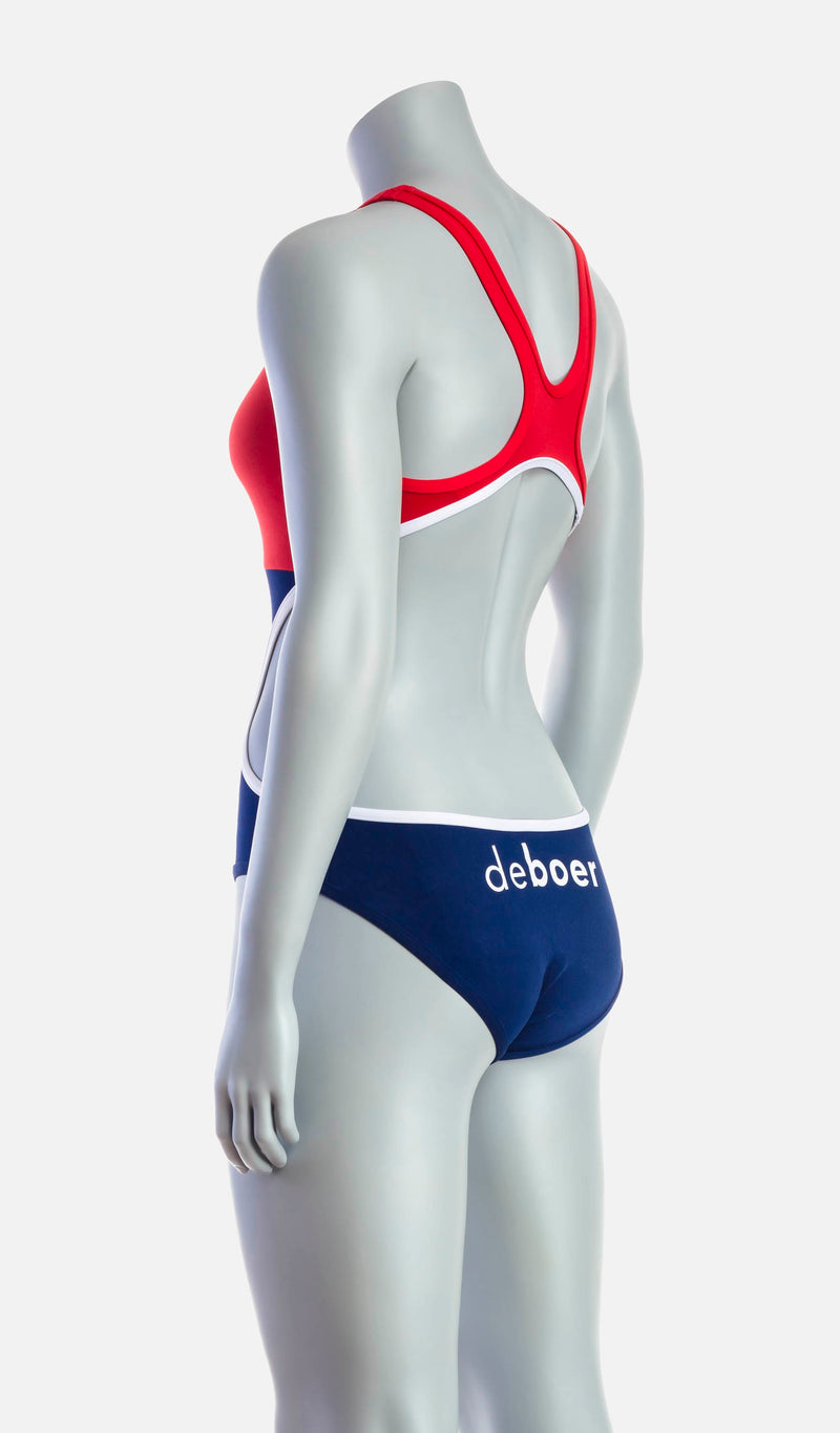 Women's Mid Swimsuit - Red & Navy - deboer wetsuits