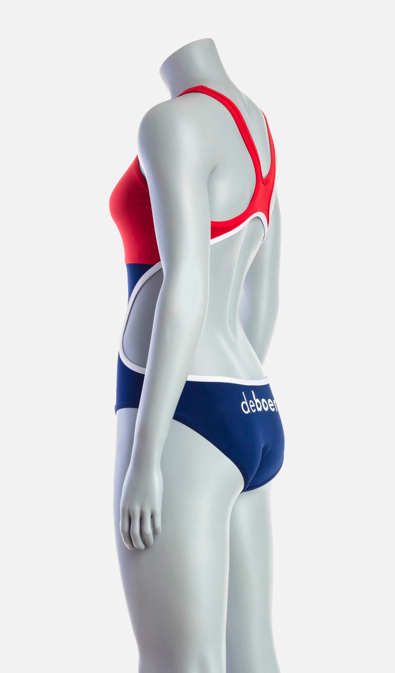 Women's Mid Swimsuit - Red & Navy - deboer wetsuits