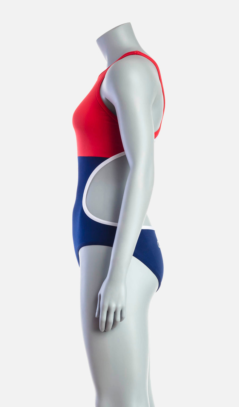 Women's Mid Swimsuit - Red & Navy - deboer wetsuits