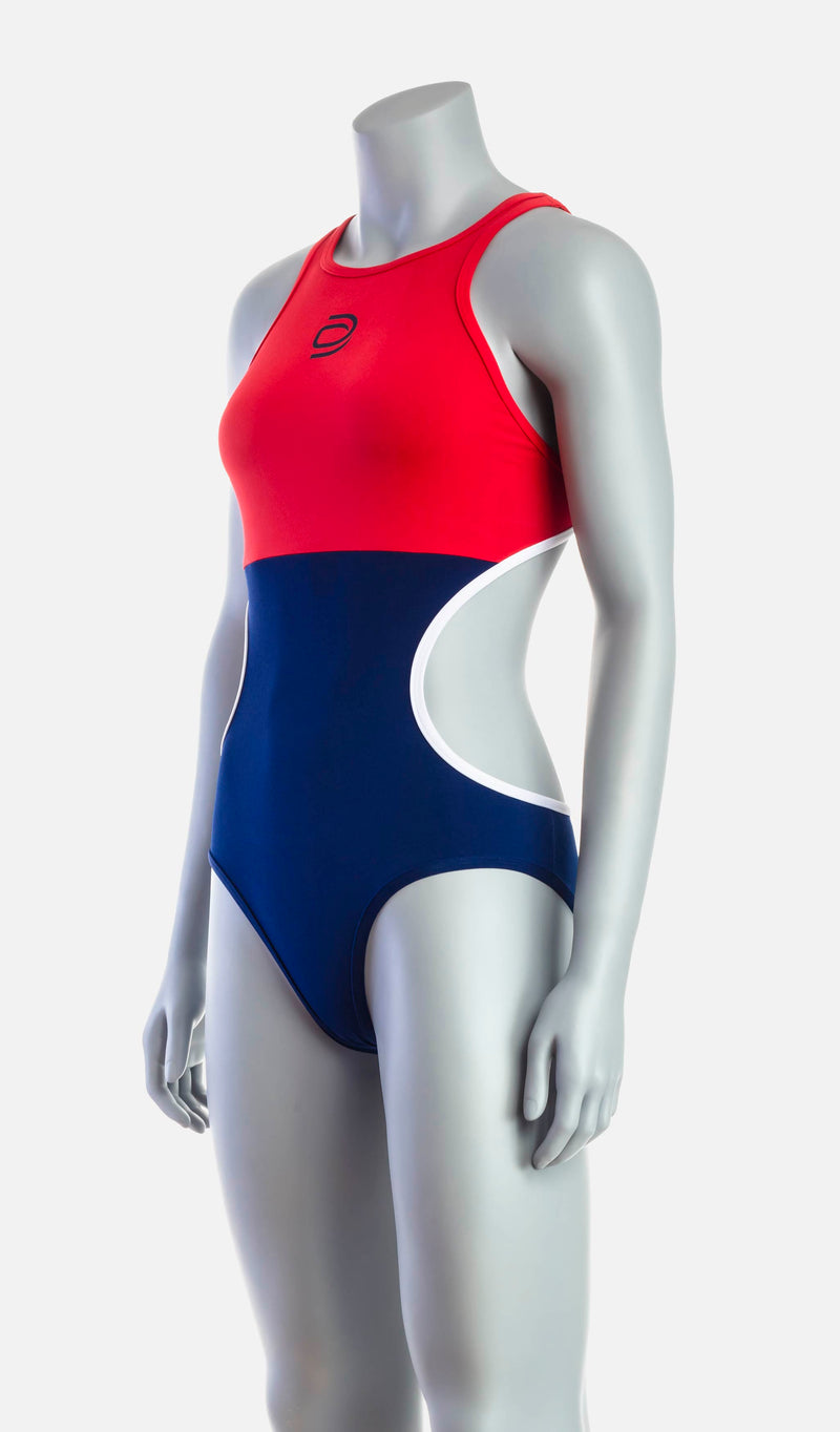 Women's Mid Swimsuit - Red & Navy - deboer wetsuits