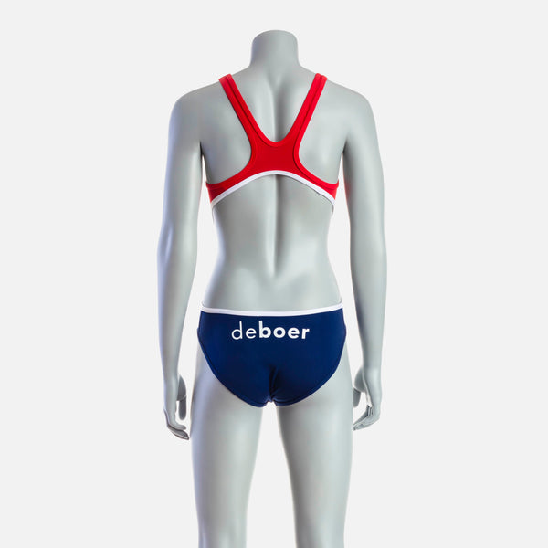 Women's Mid Swim Suit - Red & Navy - deboer wetsuits