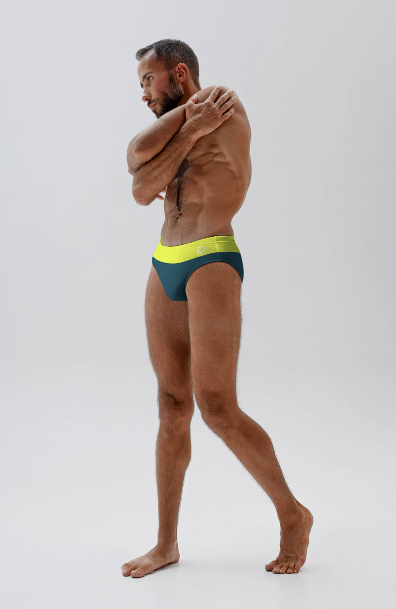 men's brief polo/yellow-teal - deboer swim
