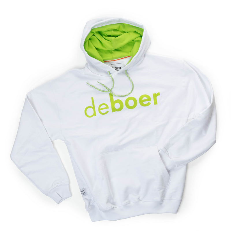 deboer Premium Hoodie White & Lime - deboer wetsuits