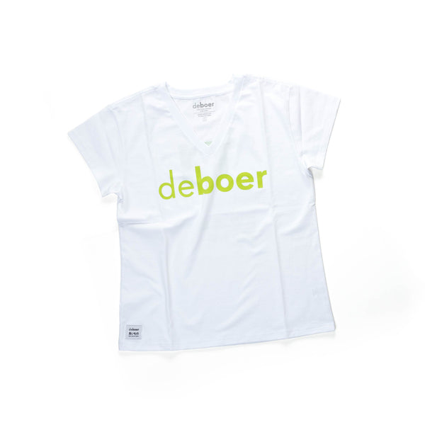 deboer Women's Tee White & Lime - deboer wetsuits